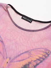 Vintage Wet Seal Butterfly Mesh Top