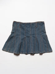 Vintage Starwear Y2K Denim Pinstriped Miniskirt