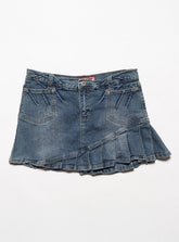 Vintage Vanilla Star Denim Pleated Mini Skirt