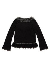 Vintage Jojoba Black Frill Top