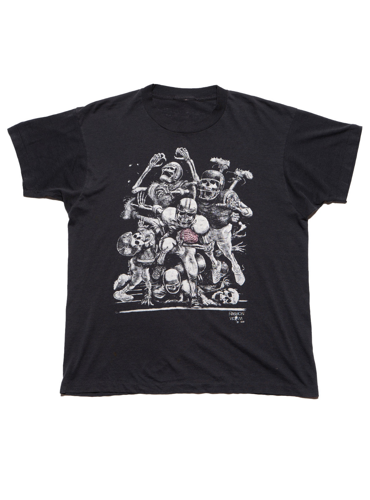 Vintage Fashion Victim Skeleton Football Tee