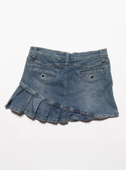 Vintage Vanilla Star Denim Pleated Mini Skirt