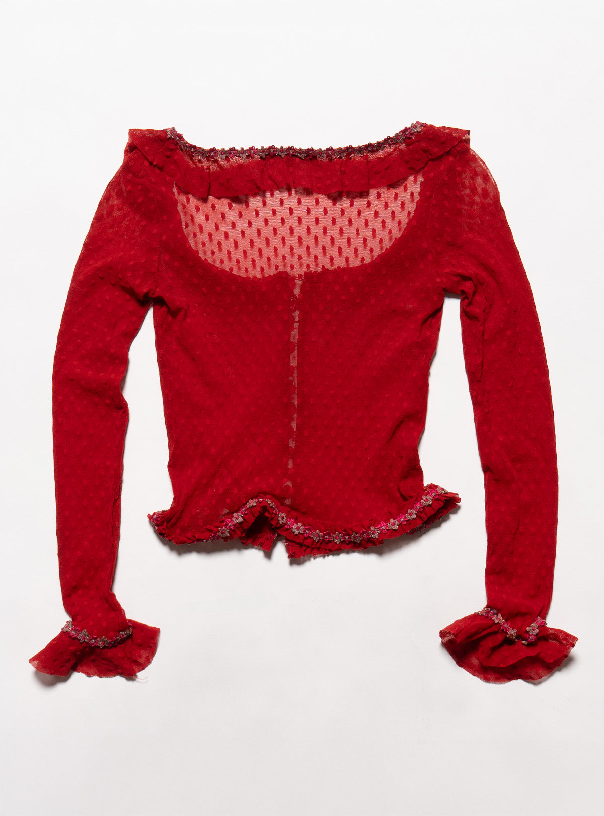 Vintage Betsy Johnson Red Mesh Scoop Neck Top