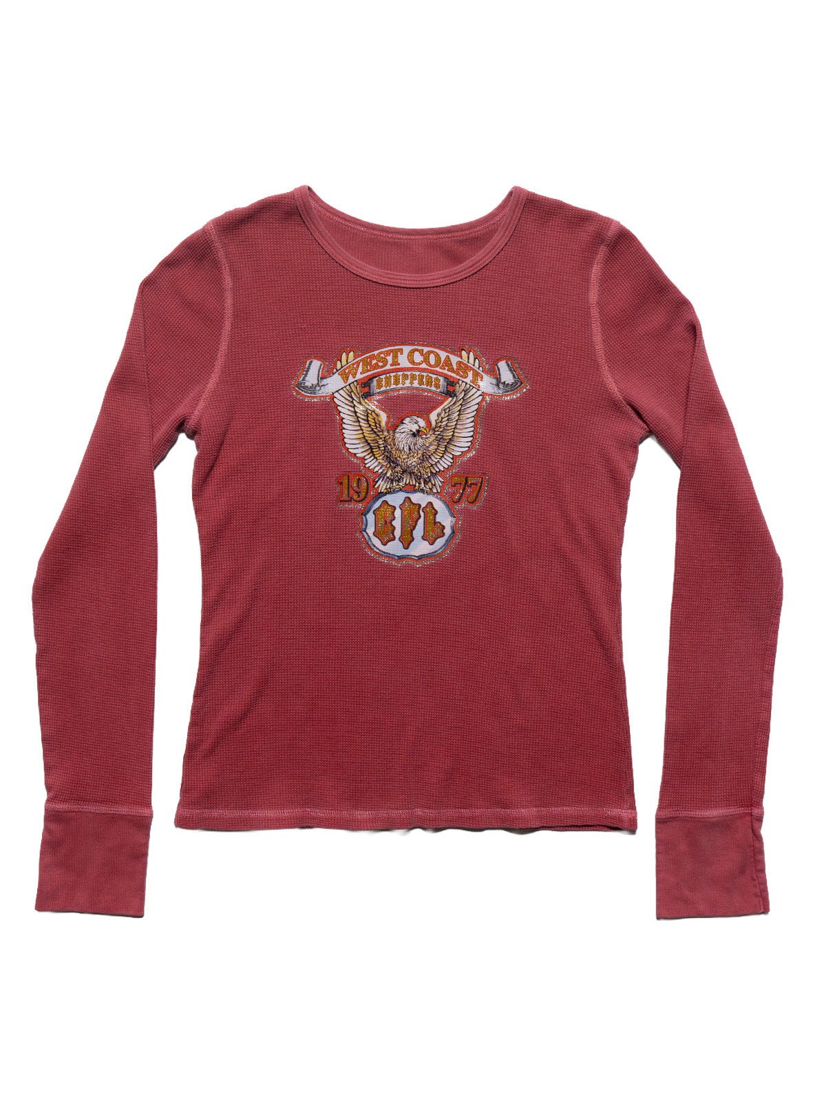 Vintage West Coast Choppers Long Sleeve Waffle Top Red