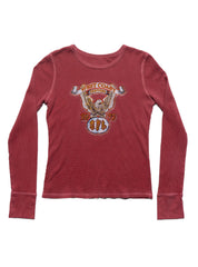 Vintage West Coast Choppers Long Sleeve Waffle Top Red